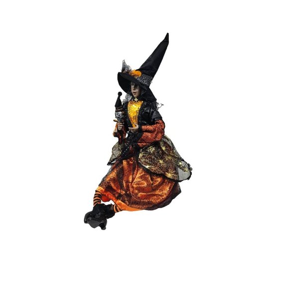 Ethnic Halloween Witch 24" Orange and Black Skull Party Decor Wreath Center - Picture 4 of 4